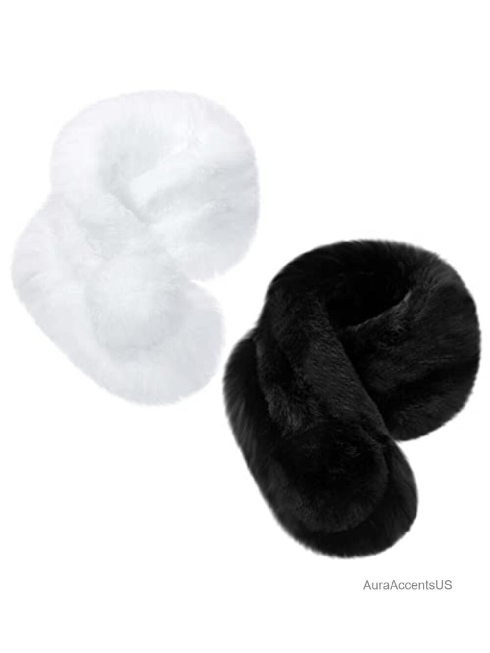 Faux Fur Collar Scarf Set with Pom Winter Neck Wrap One Size